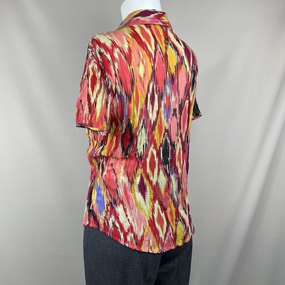 Allison Taylor Button Up Blouse Medium Funky Abstract Southwestern Boho Hipp Vtg - Picture 14 of 15